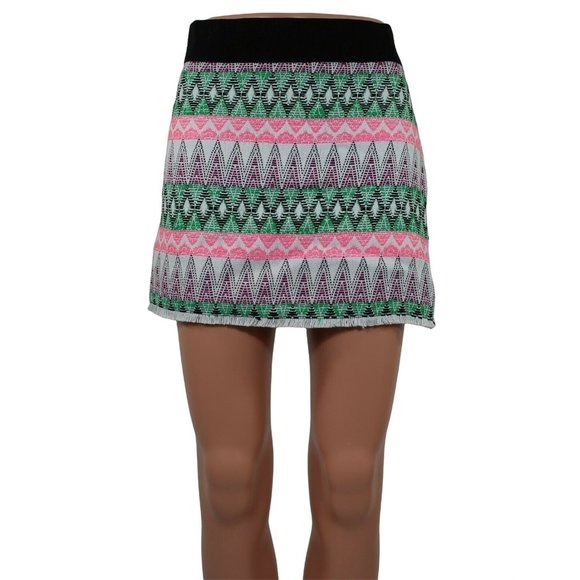 Milly NWT Ribbon Mini Skirt Pink Green Black Band 4 - Picture 1 of 5